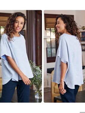 Frank & Eileen Womens Olive Capelet Top OS Lagenlook Minimalist Quite Luxury